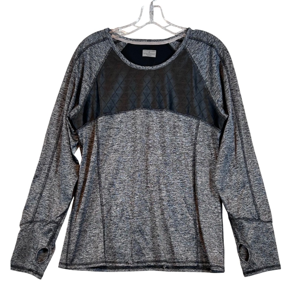 Catherine Malandrino Womens Grey Heather Quilted Thumbhole Active Top CD100 L